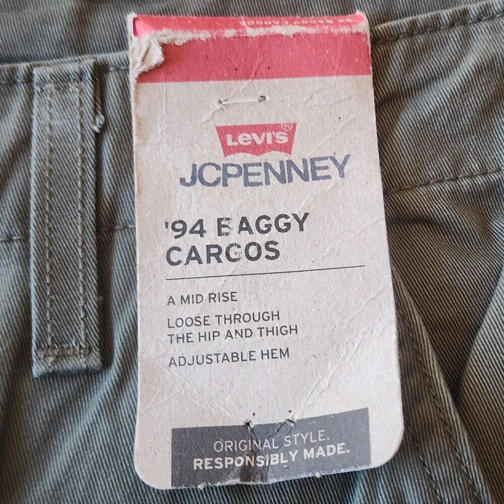 Levi's '94 Baggy Cargo Pants Mens 32 Green Adjustable Hem Workwear